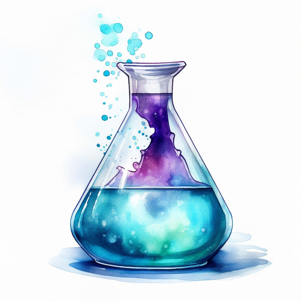 Watercolor Chemical Flask Fabric Panel 4 QuiltingFabricPanels