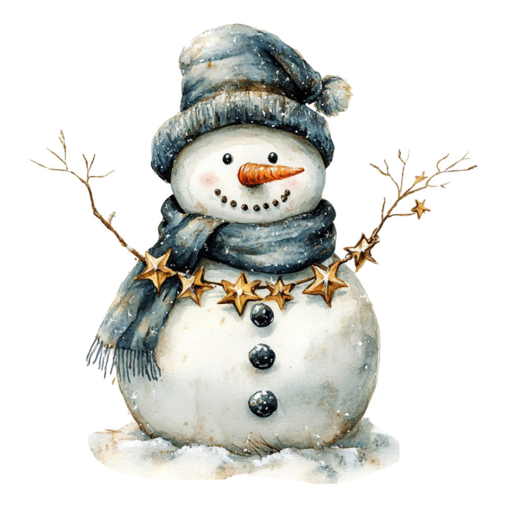 Watercolor Christmas Snowman Fabric Panel 1
