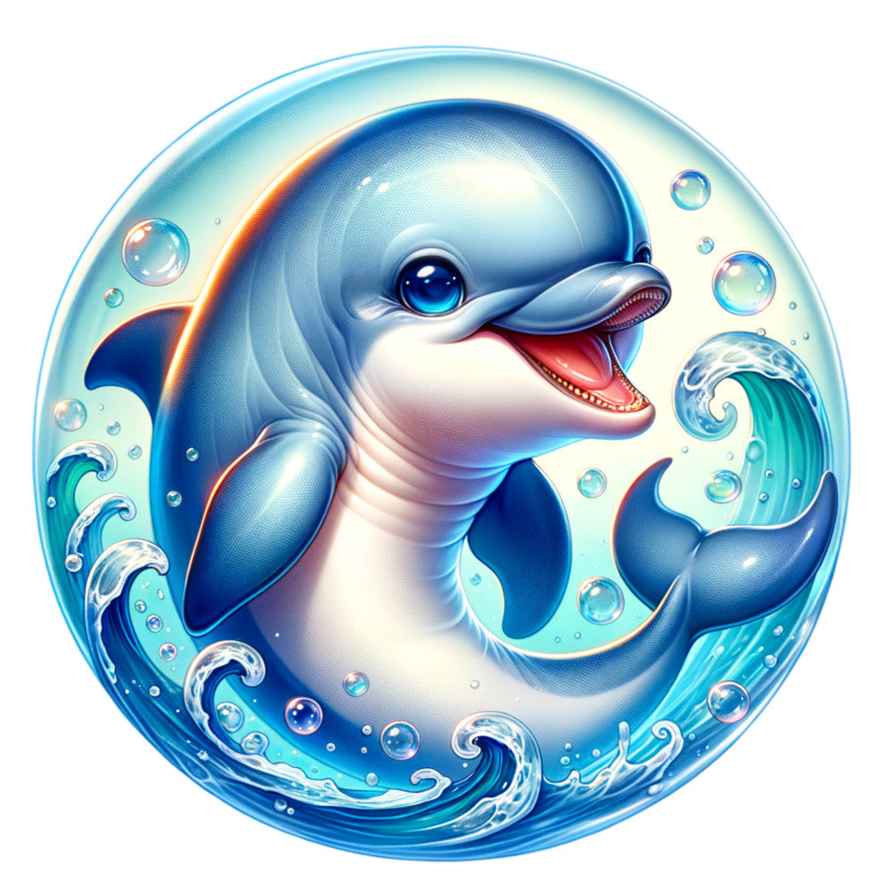 Watercolor Cute Dolphin Fabric Panel 2