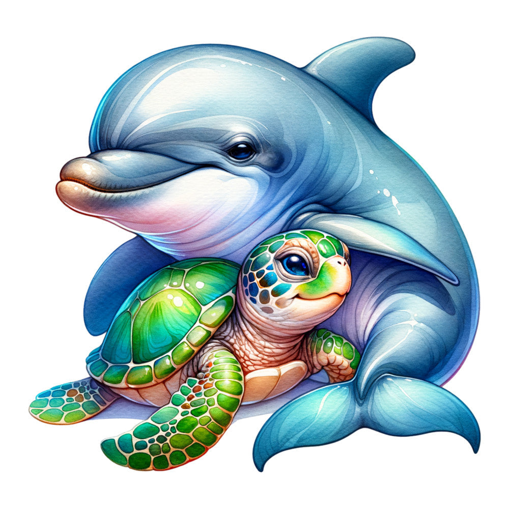Watercolor Cute Dolphin Fabric Panel 6