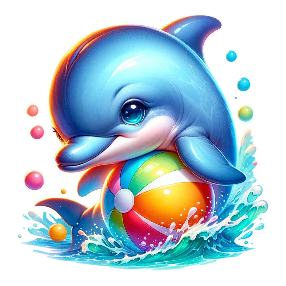 Watercolor Cute Dolphin Fabric Panel 7