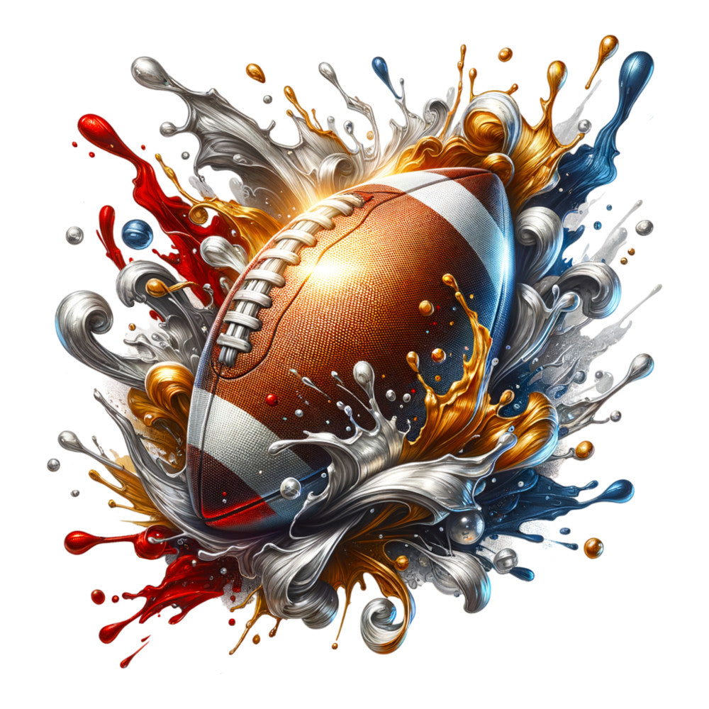 Watercolor Football and Splash Fabric Panel 1