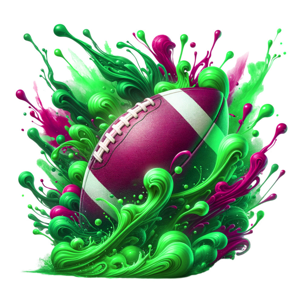Watercolor Football and Splash Fabric Panel 2