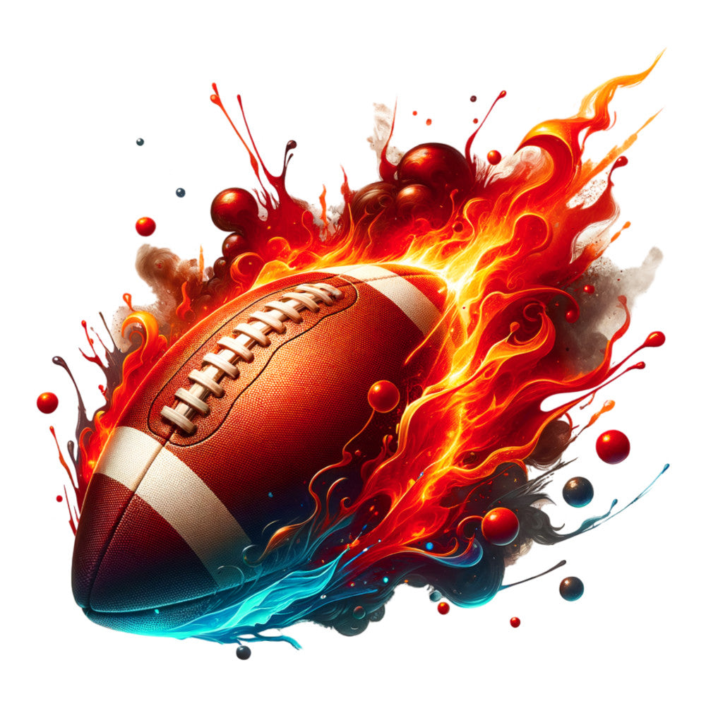 Watercolor Football and Splash Fabric Panel 3
