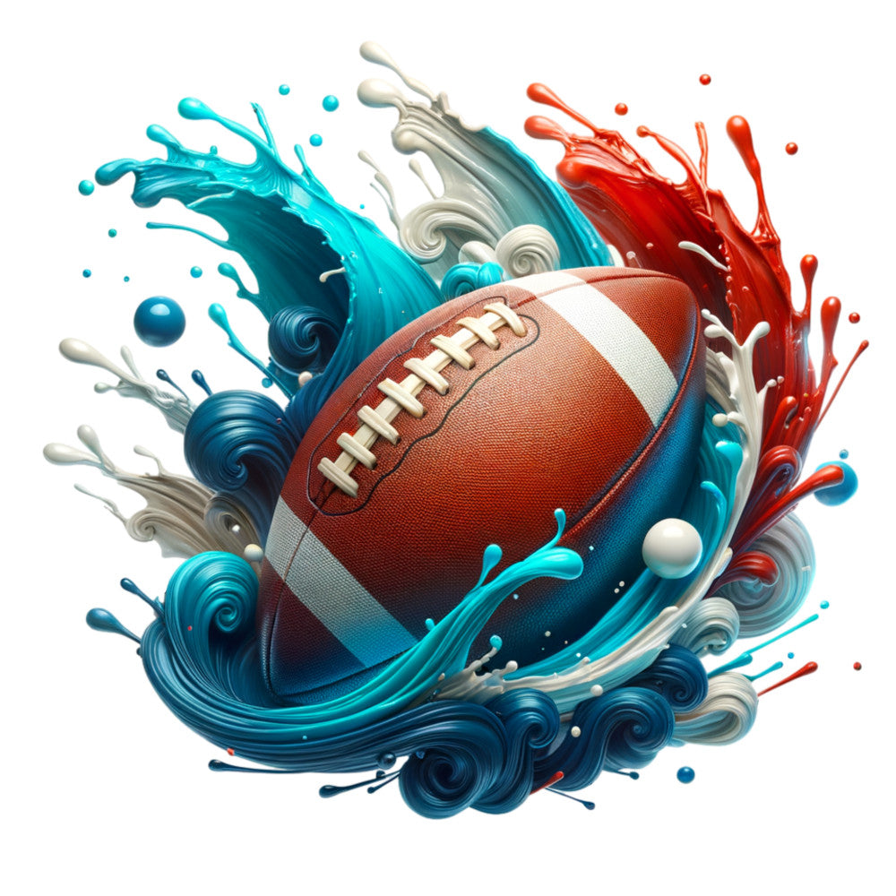 Watercolor Football and Splash Fabric Panel 7