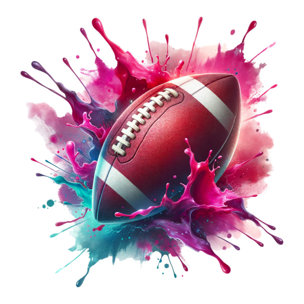 Watercolor Football and Splash Fabric Panel 8