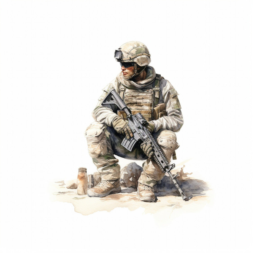 Watercolor Military Fabric Panel 7