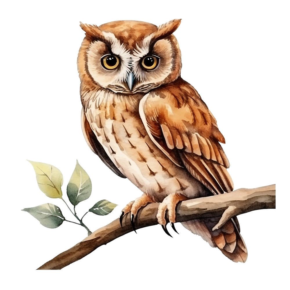 Watercolor Owl Fabric Panel 1