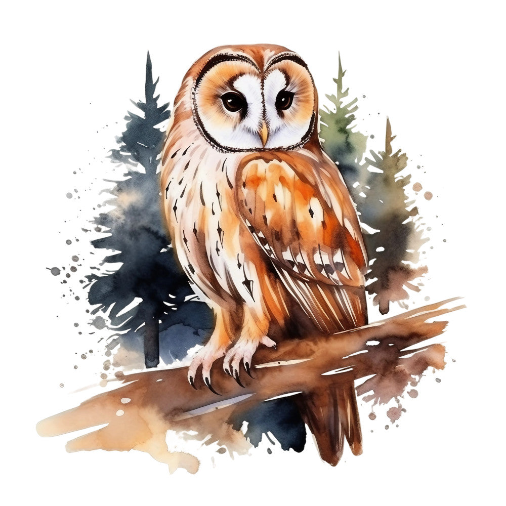 Watercolor Owl Fabric Panel 12
