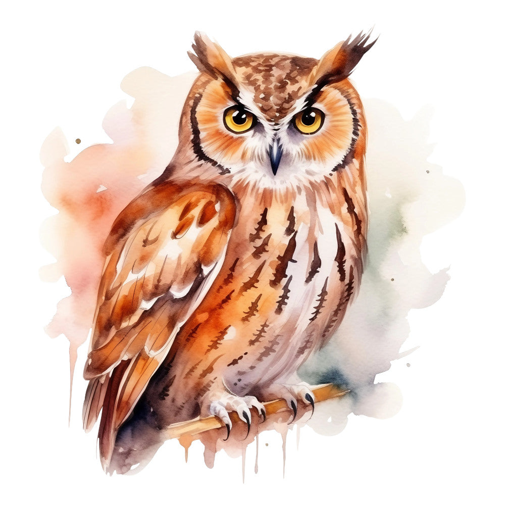 Watercolor Owl Fabric Panel 13