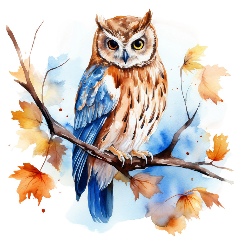 Watercolor Owl Fabric Panel 14