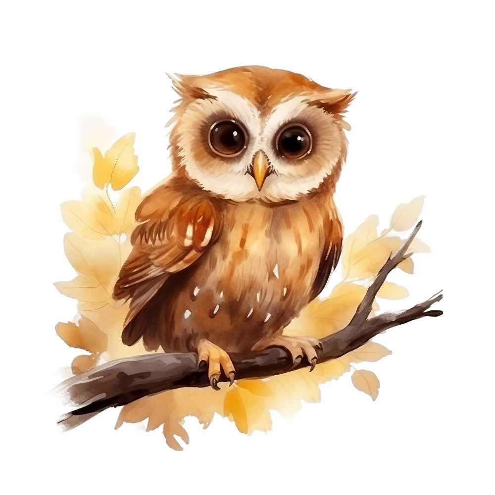Watercolor Owl Fabric Panel 15