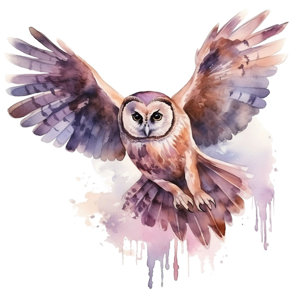 Watercolor Owl Fabric Panel 16