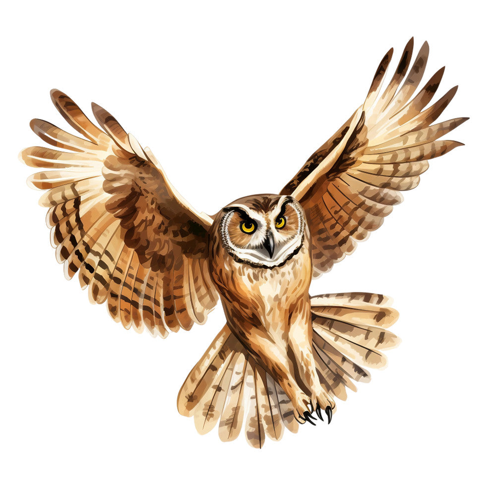 Watercolor Owl Fabric Panel 17