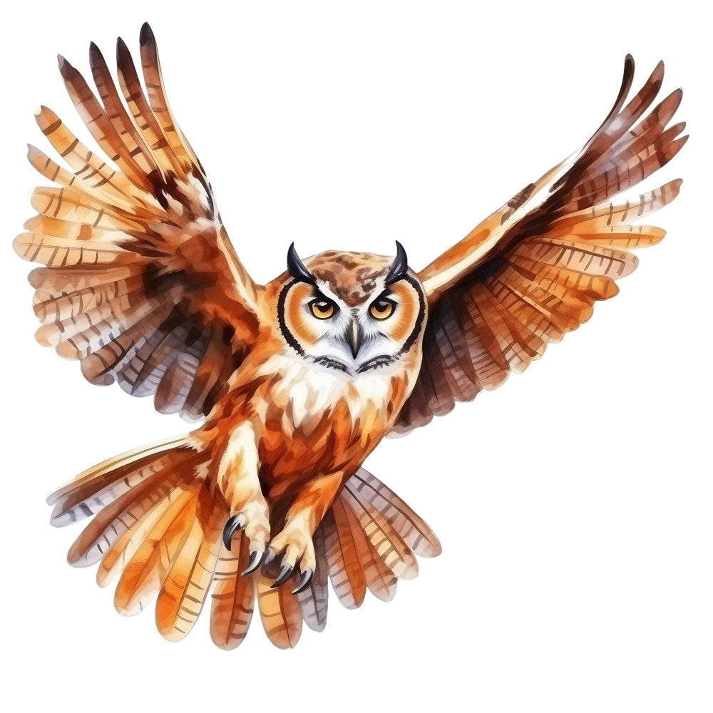 Watercolor Owl Fabric Panel 18