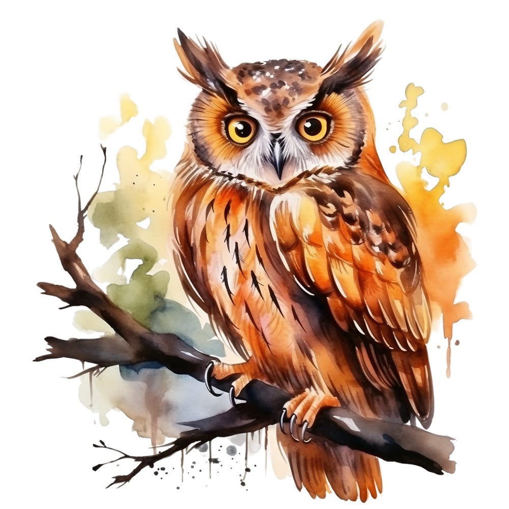 Watercolor Owl Fabric Panel 19