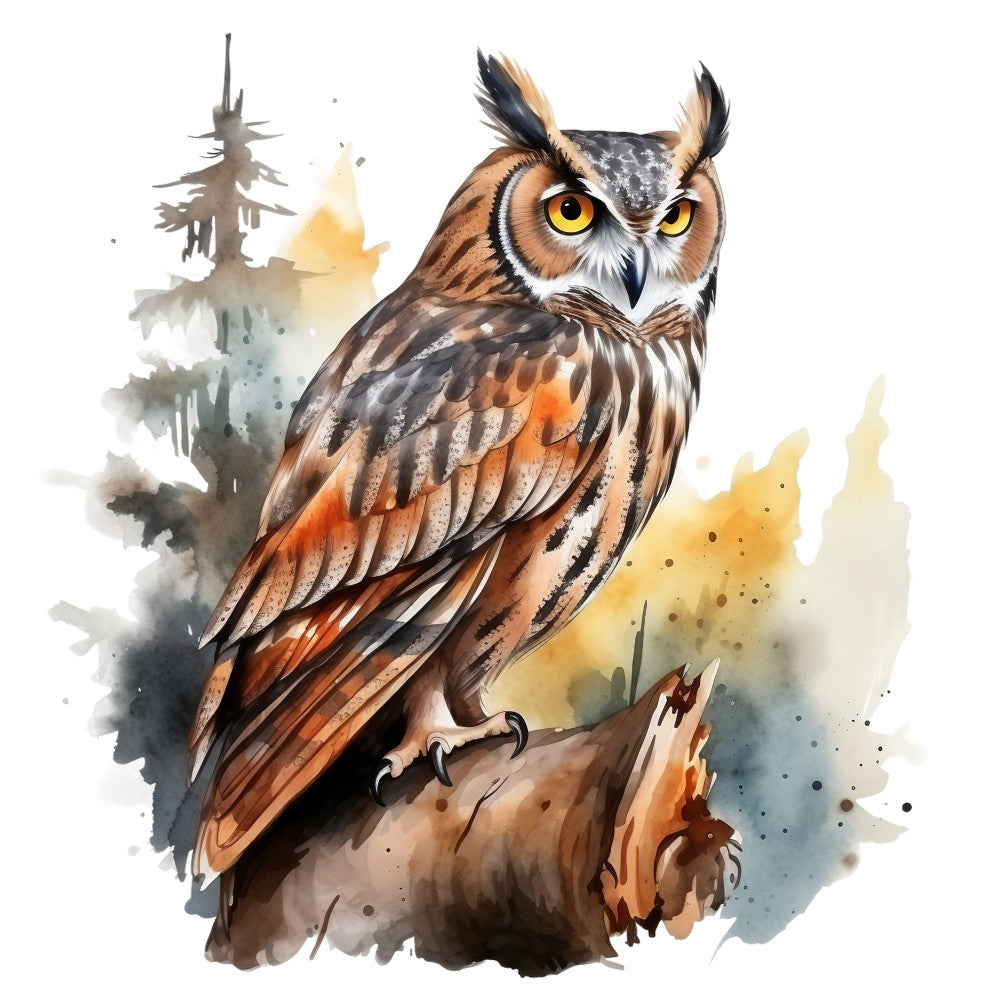 Watercolor Owl Fabric Panel 2