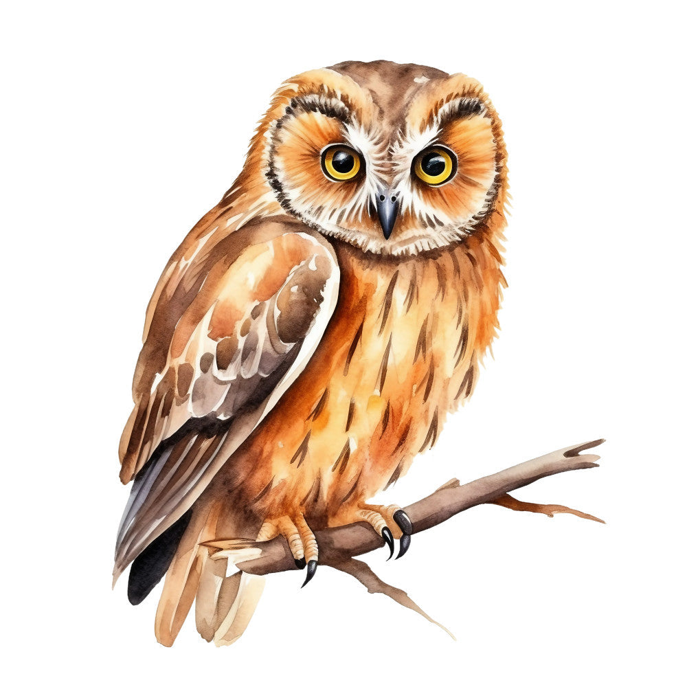 Watercolor Owl Fabric Panel 21