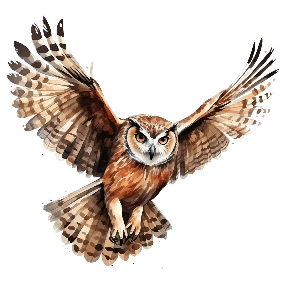 Watercolor Owl Fabric Panel 22