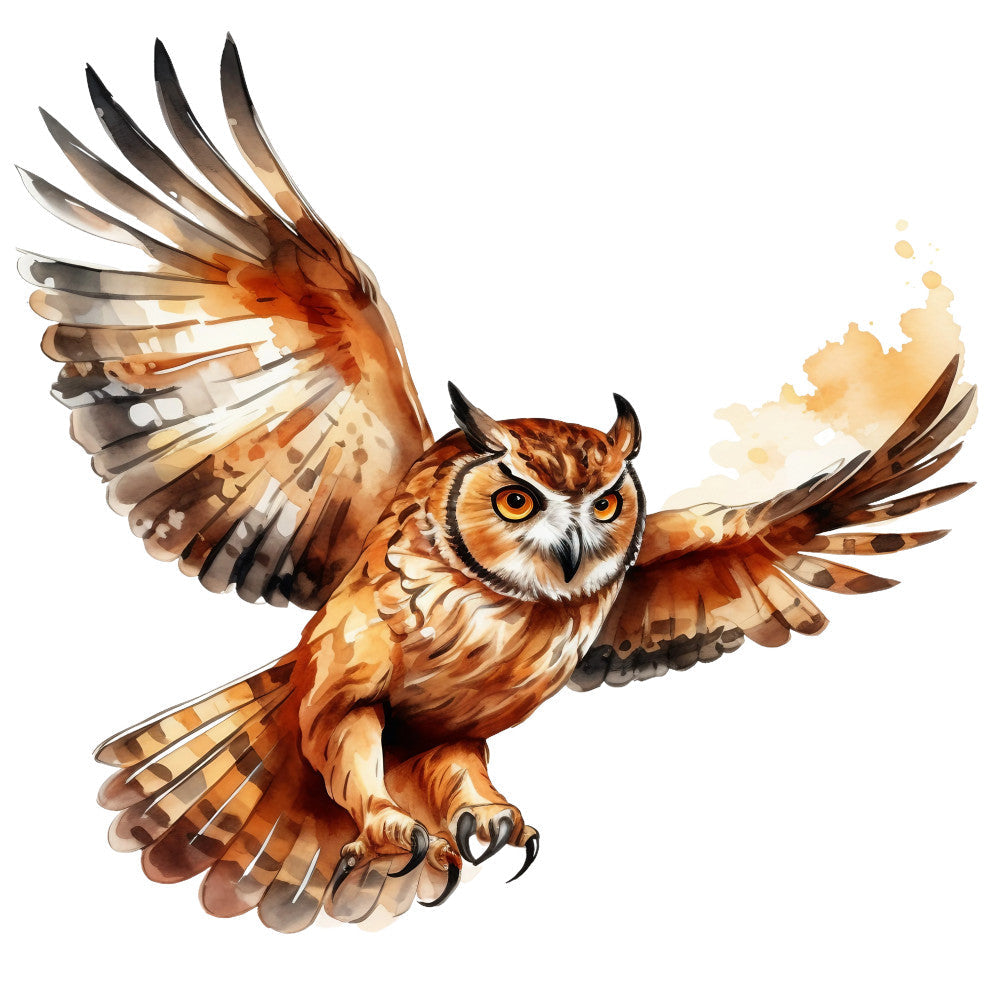 Watercolor Owl Fabric Panel 24