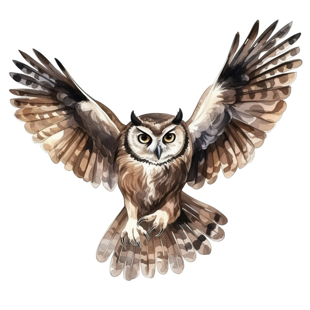 Watercolor Owl Fabric Panel 25