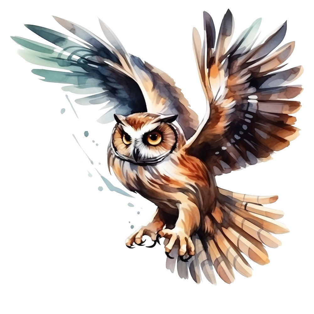 Watercolor Owl Fabric Panel 26