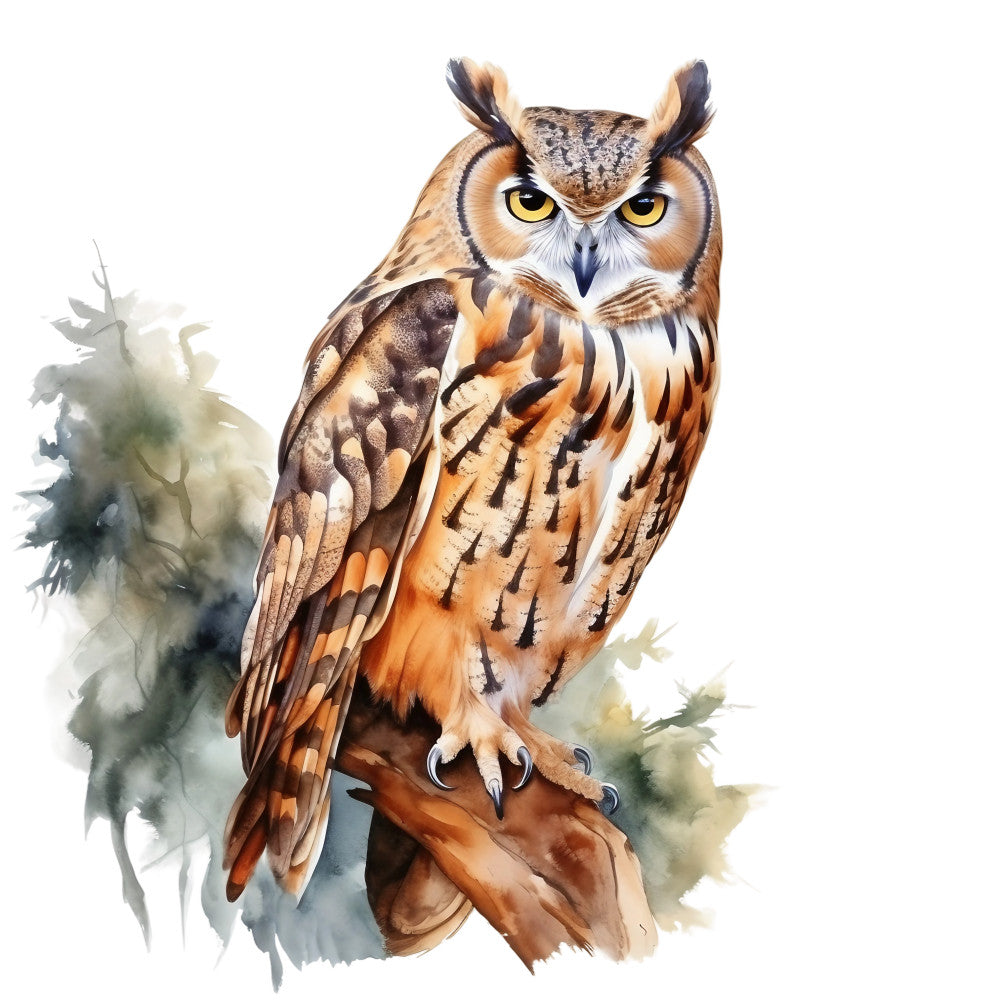 Watercolor Owl Fabric Panel 28