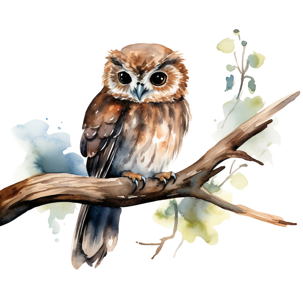 Watercolor Owl Fabric Panel 31