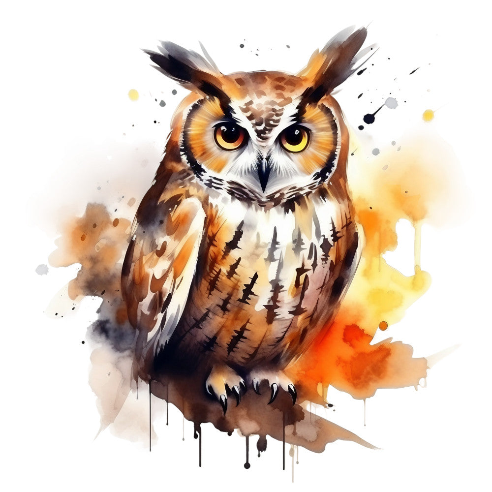 Watercolor Owl Fabric Panel 4