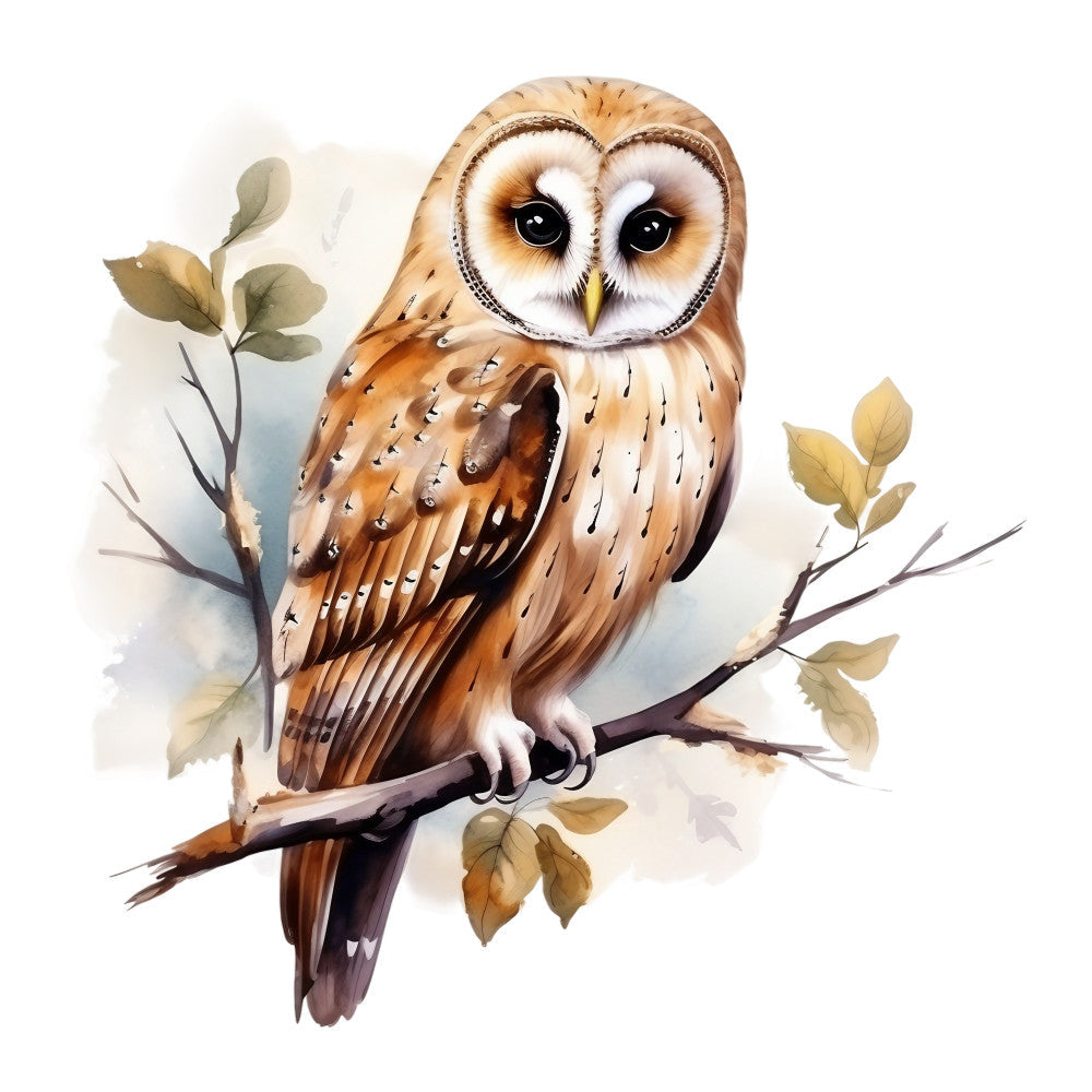 Watercolor Owl Fabric Panel 5
