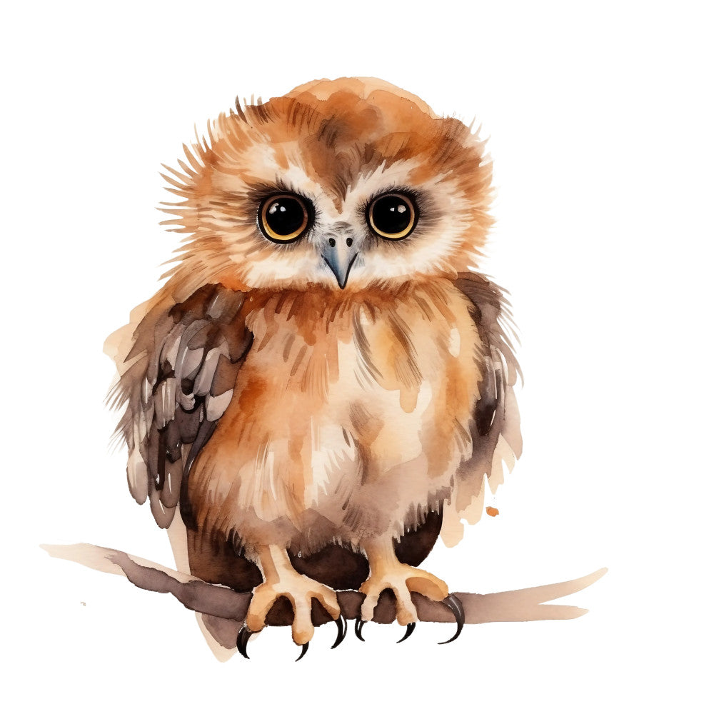 Watercolor Owl Fabric Panel 6