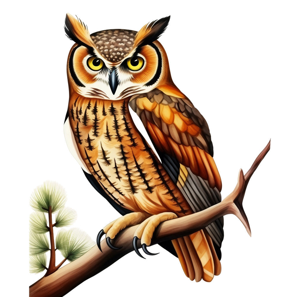 Watercolor Owl Fabric Panel 7