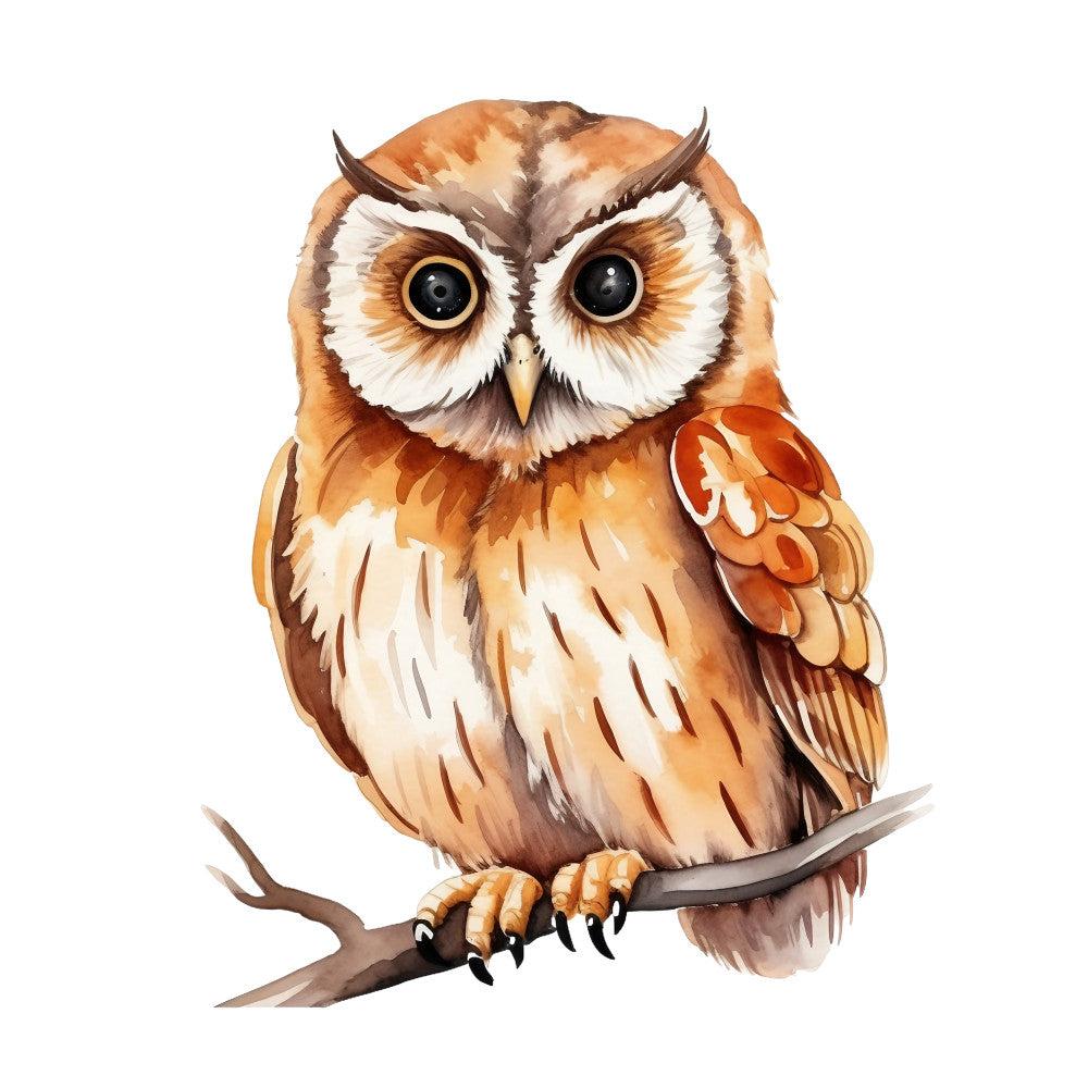 Watercolor Owl Fabric Panel 8
