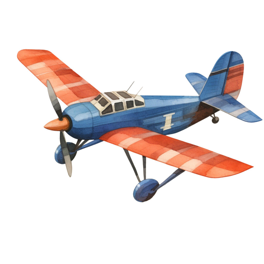 Watercolor Propeller Plane Fabric Panel