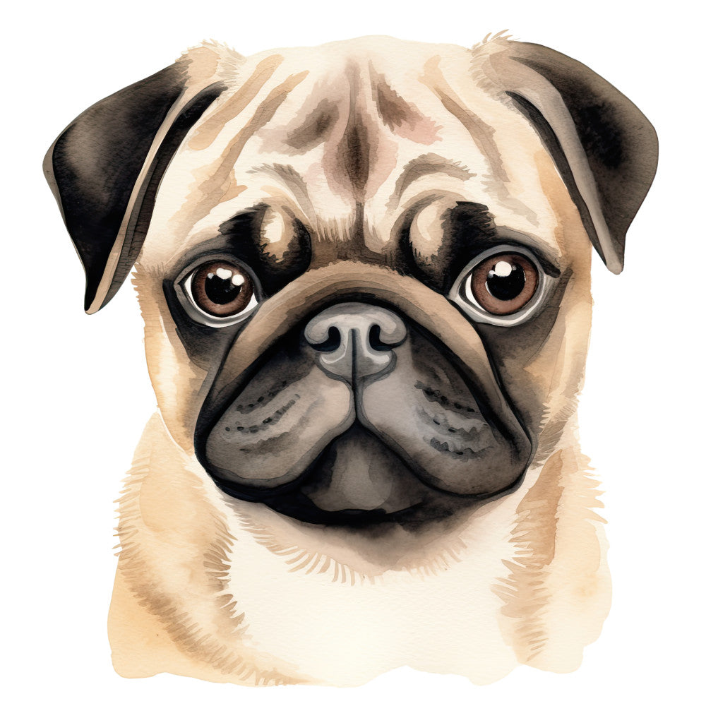 Watercolor Pug Fabric Panel 14