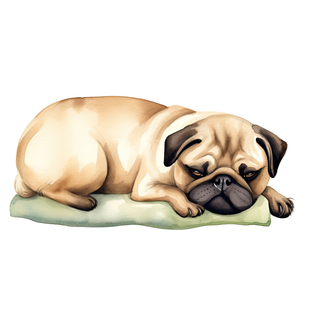 Watercolor Pug Fabric Panel 16