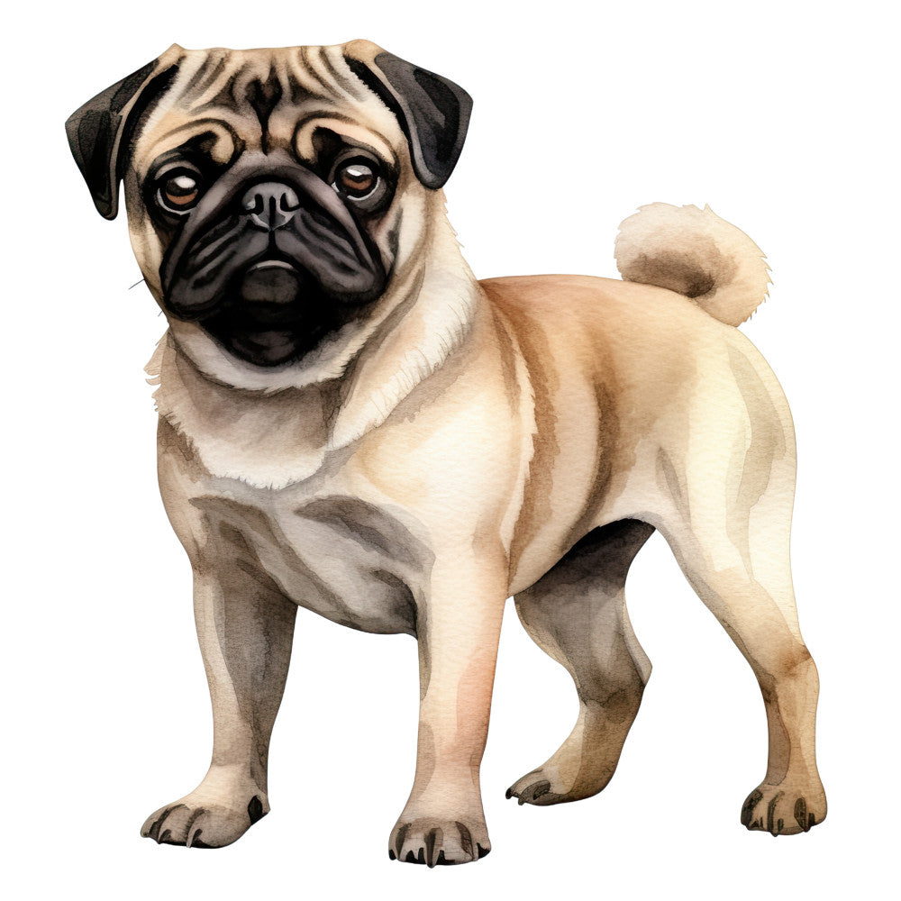 Watercolor Pug Fabric Panel 22
