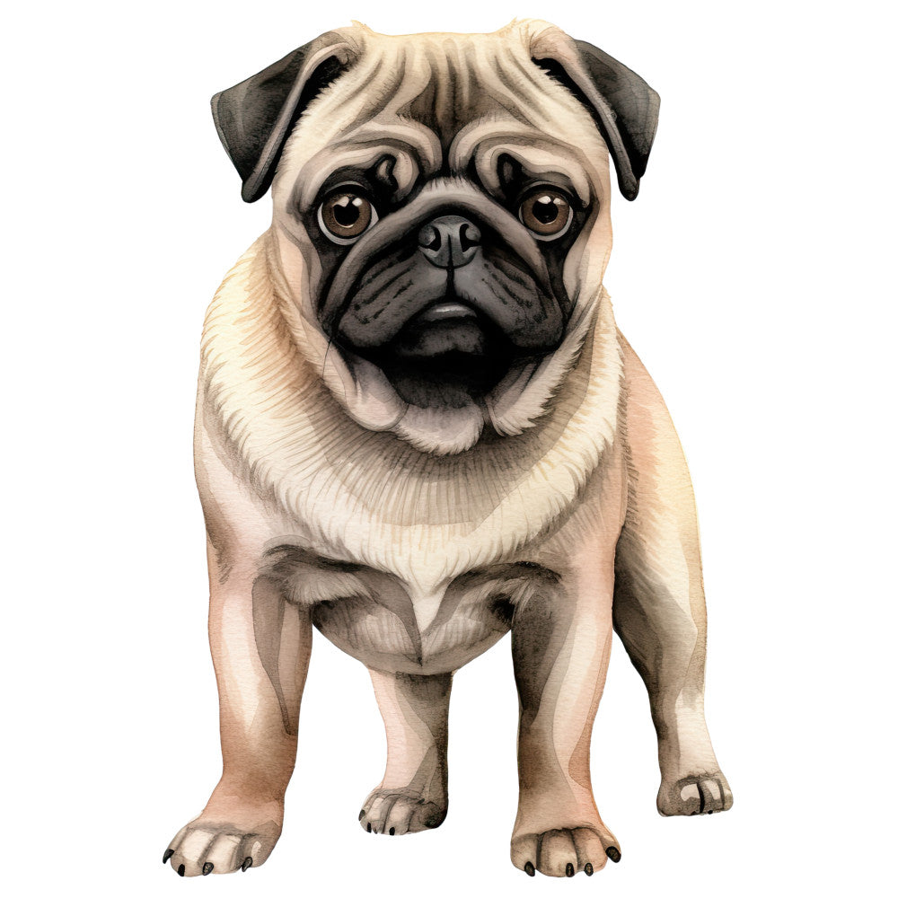 Watercolor Pug Fabric Panel 24