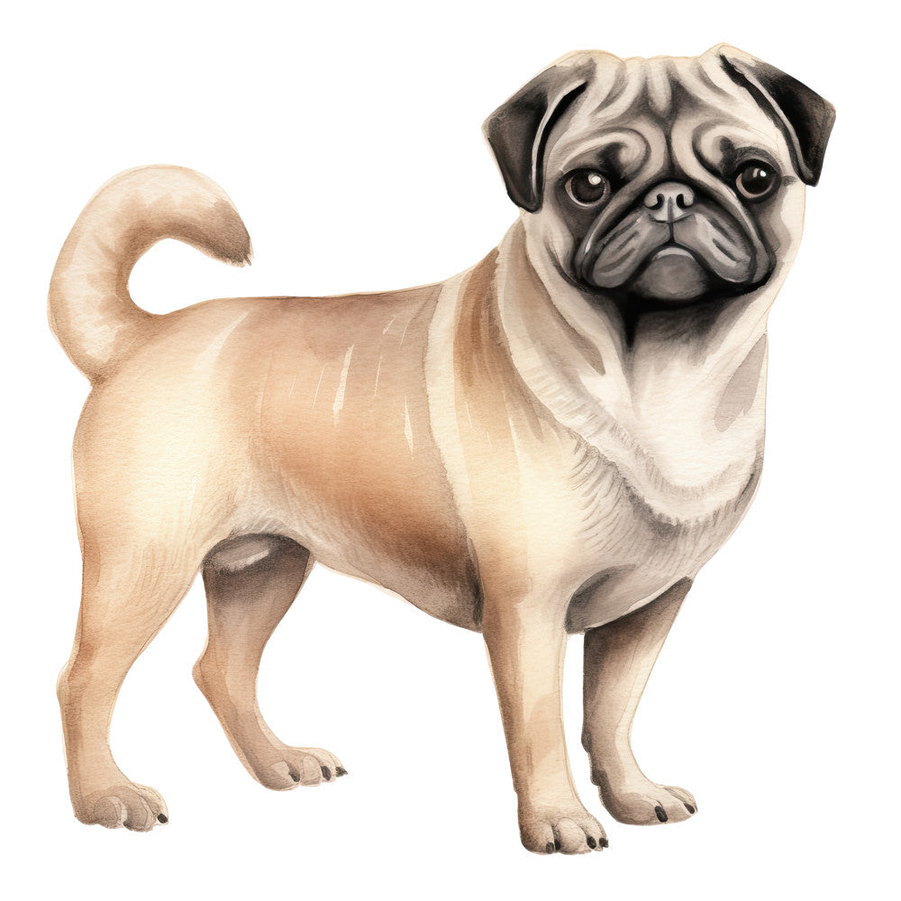 Watercolor Pug Fabric Panel 27
