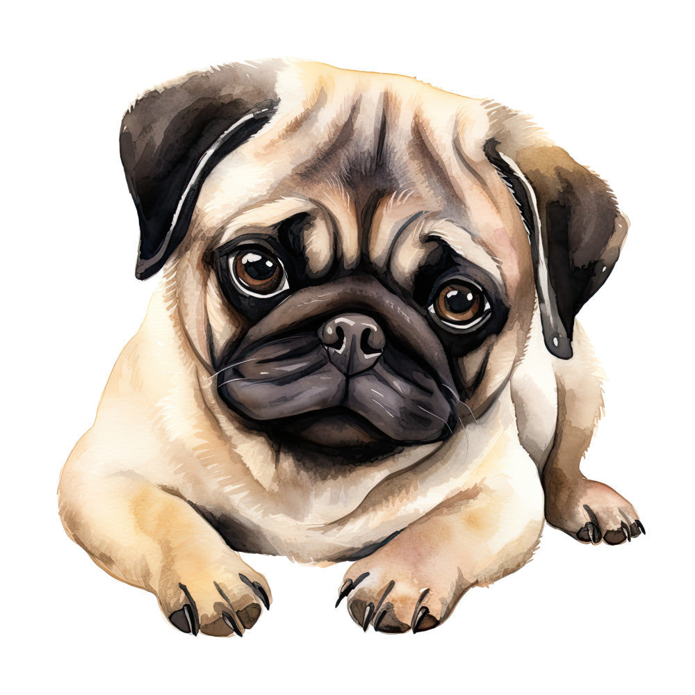 Watercolor Pug Fabric Panel 31