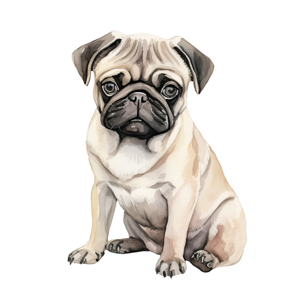 Watercolor Pug Fabric Panel 4