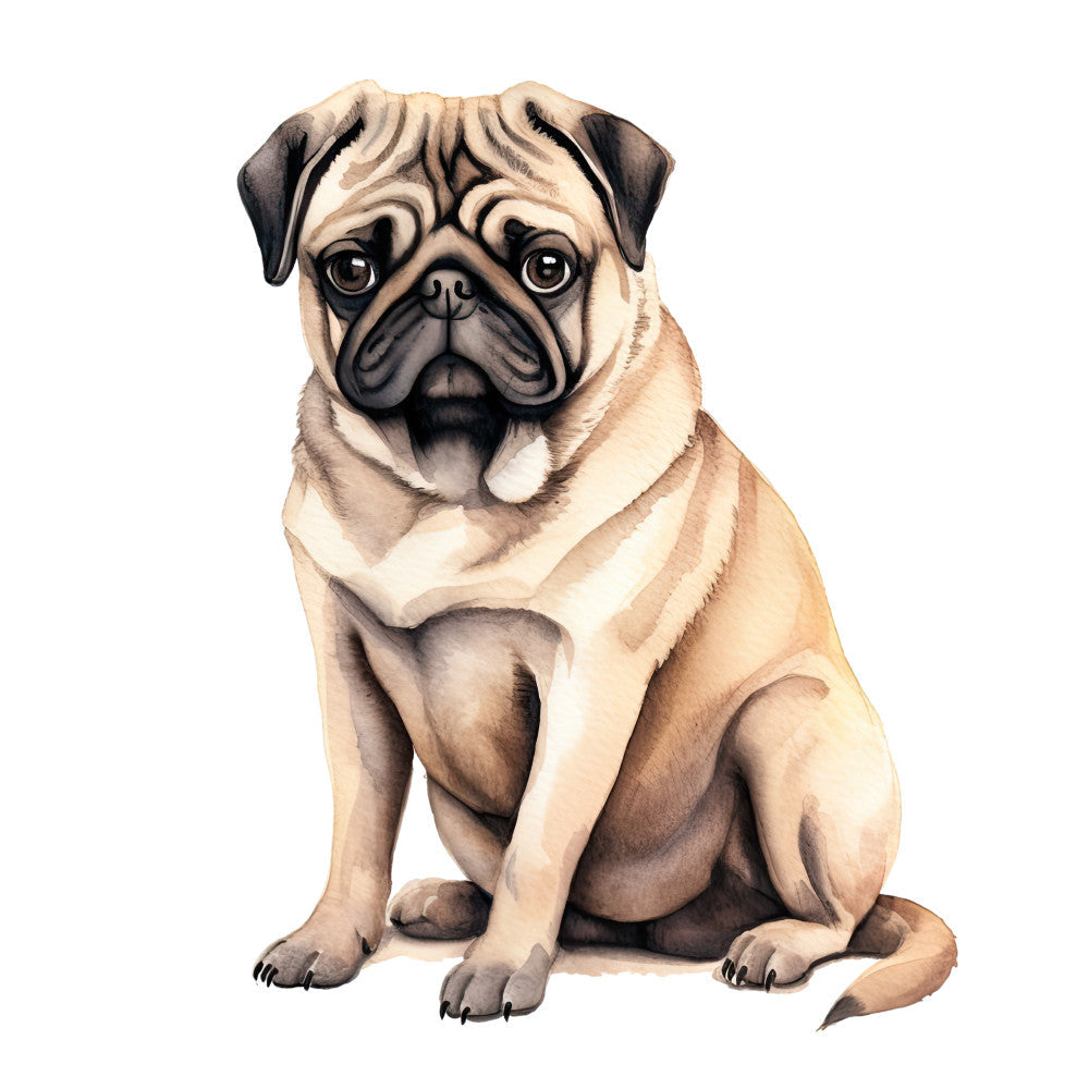 Watercolor Pug Fabric Panel 5