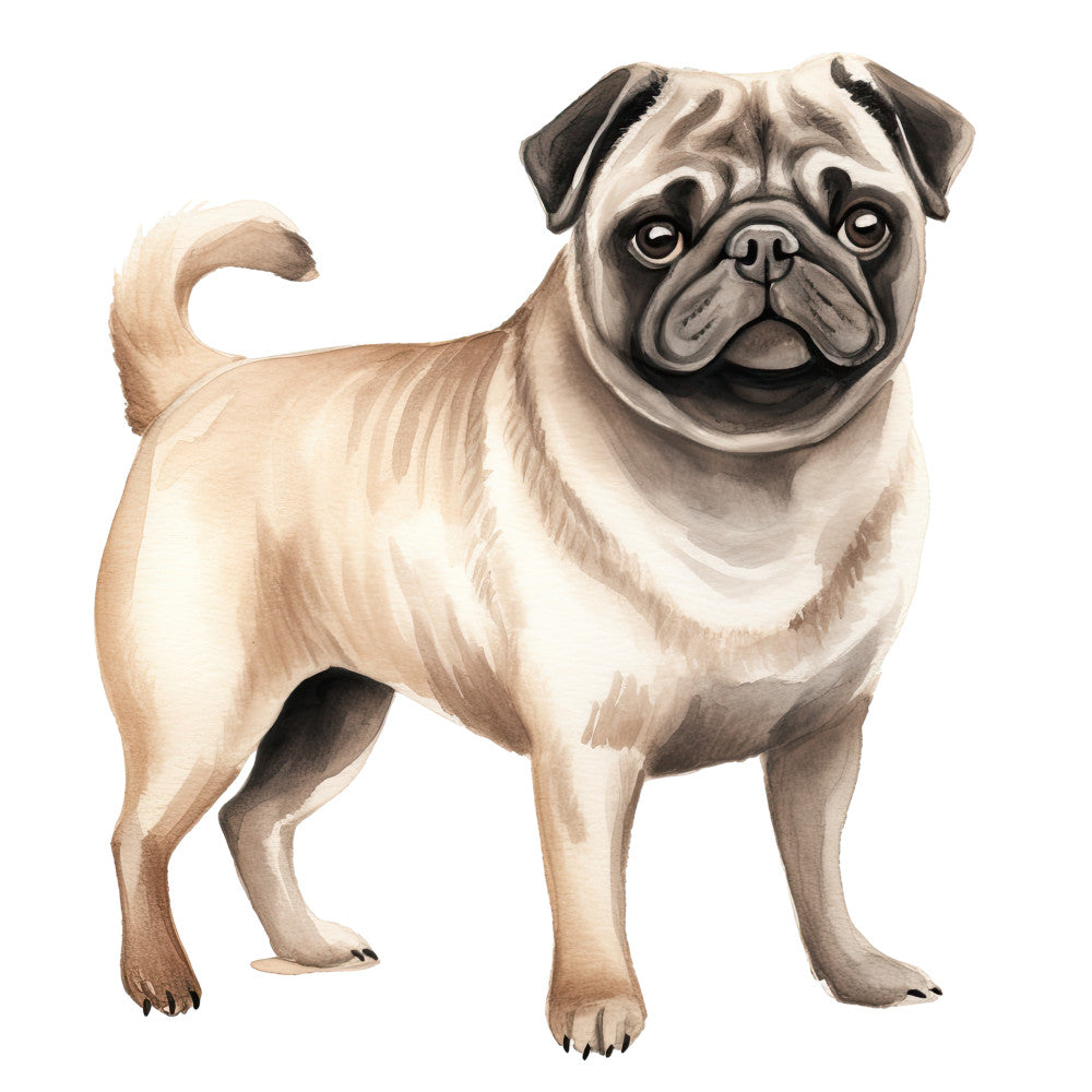 Watercolor Pug Fabric Panel 6