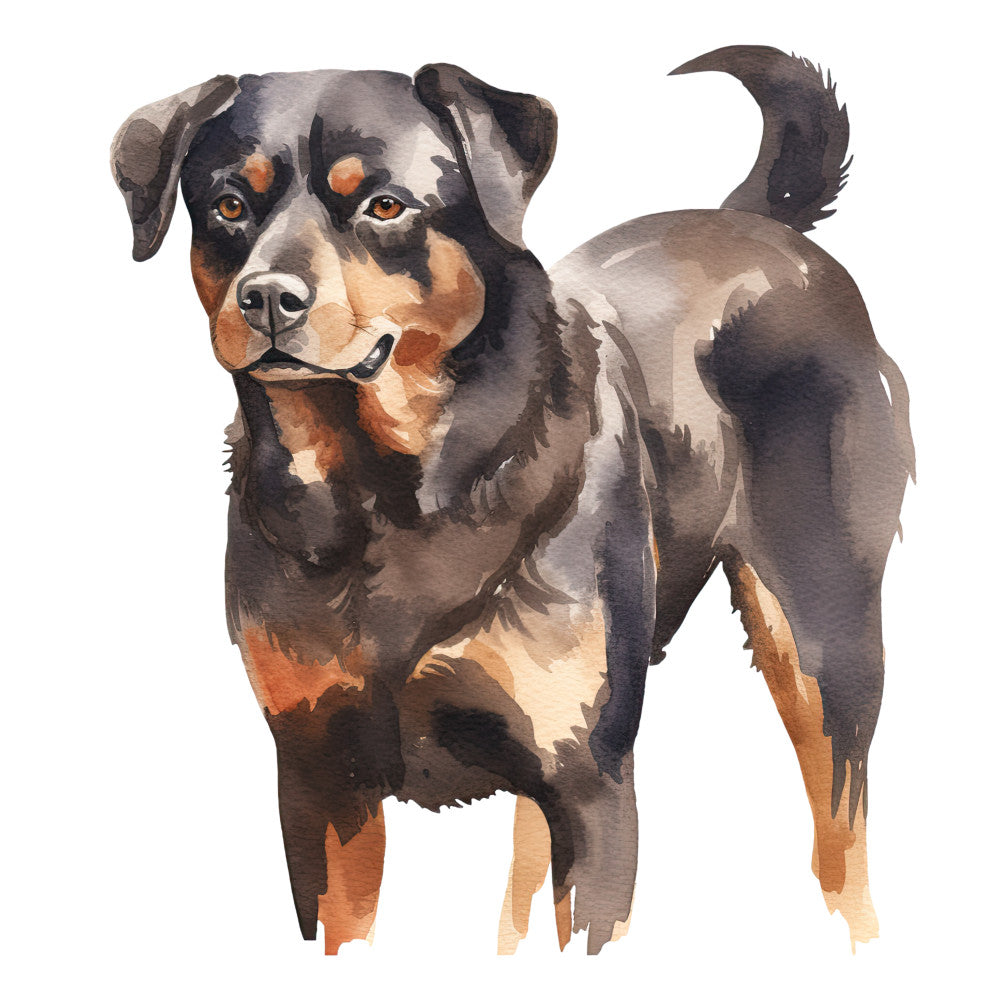 Watercolor Rottweiler Fabric Panel 1