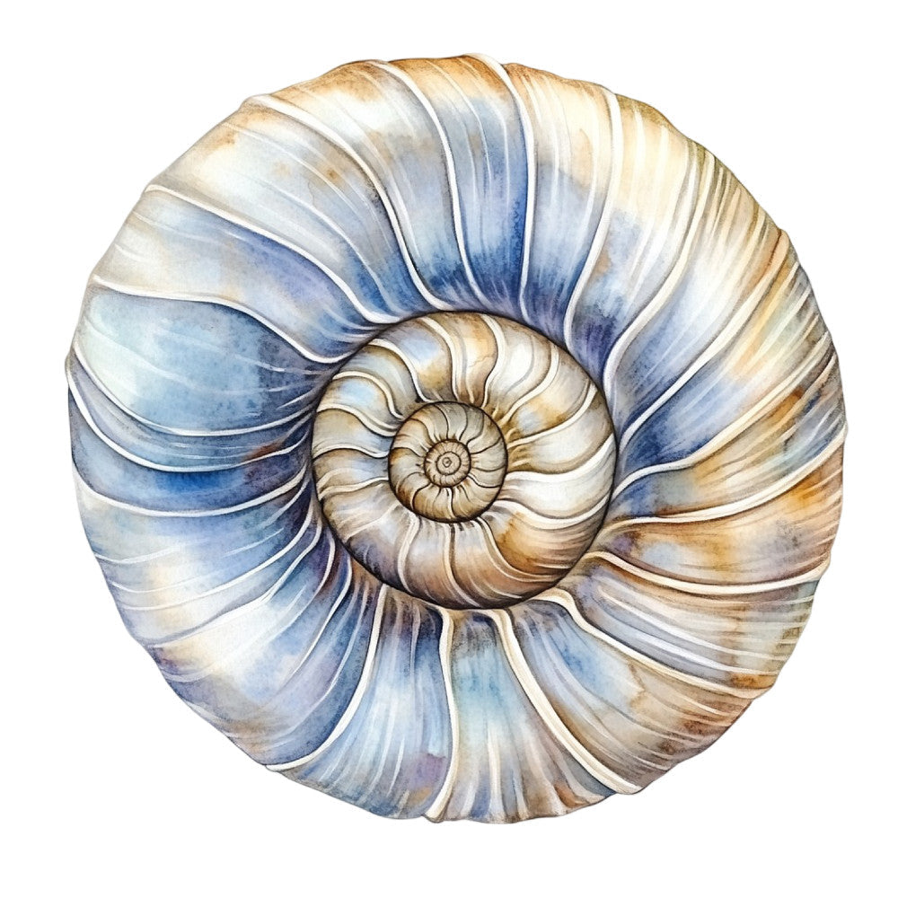 Watercolor Sea Shells Fabric Panel 13 QuiltingFabricPanels