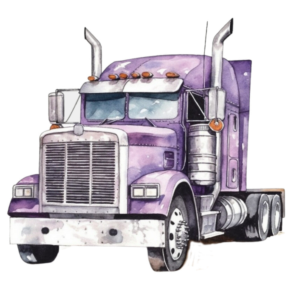 Watercolor Semi Truck Fabric Panel 11