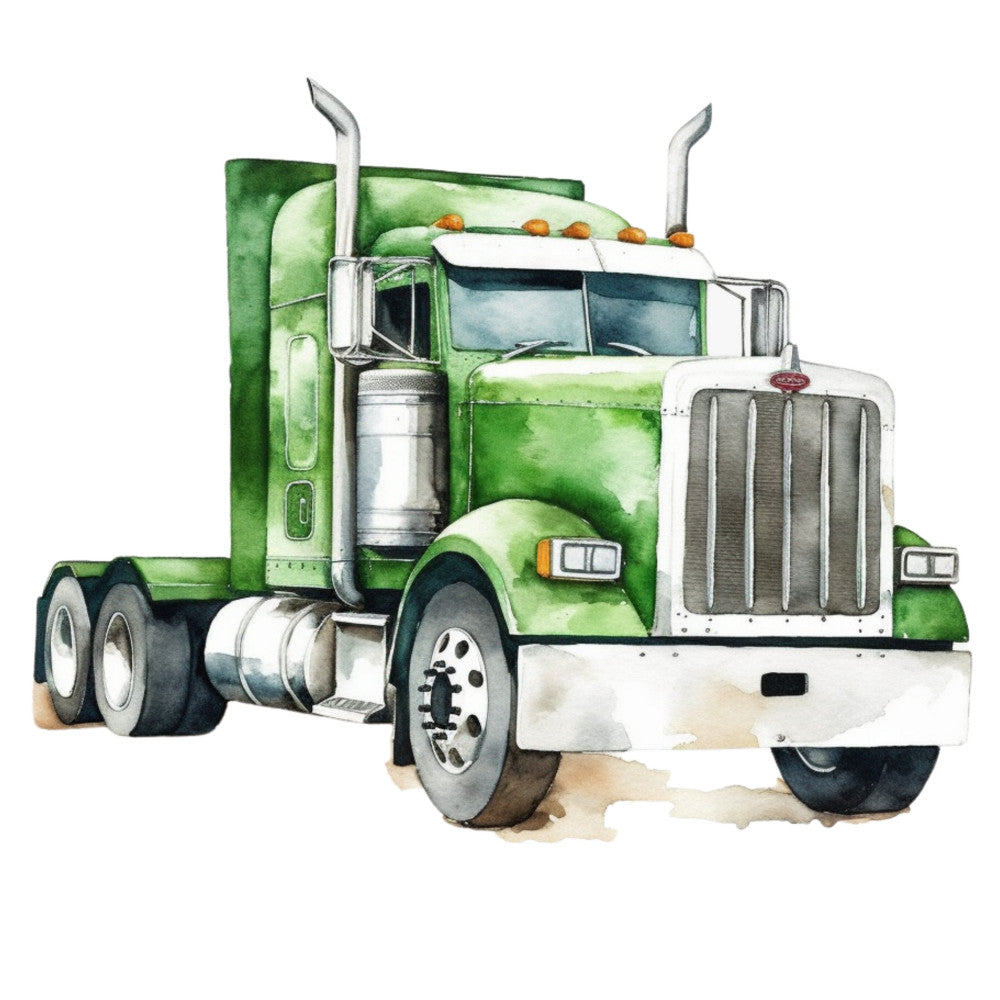 Watercolor Semi Truck Fabric Panel 14