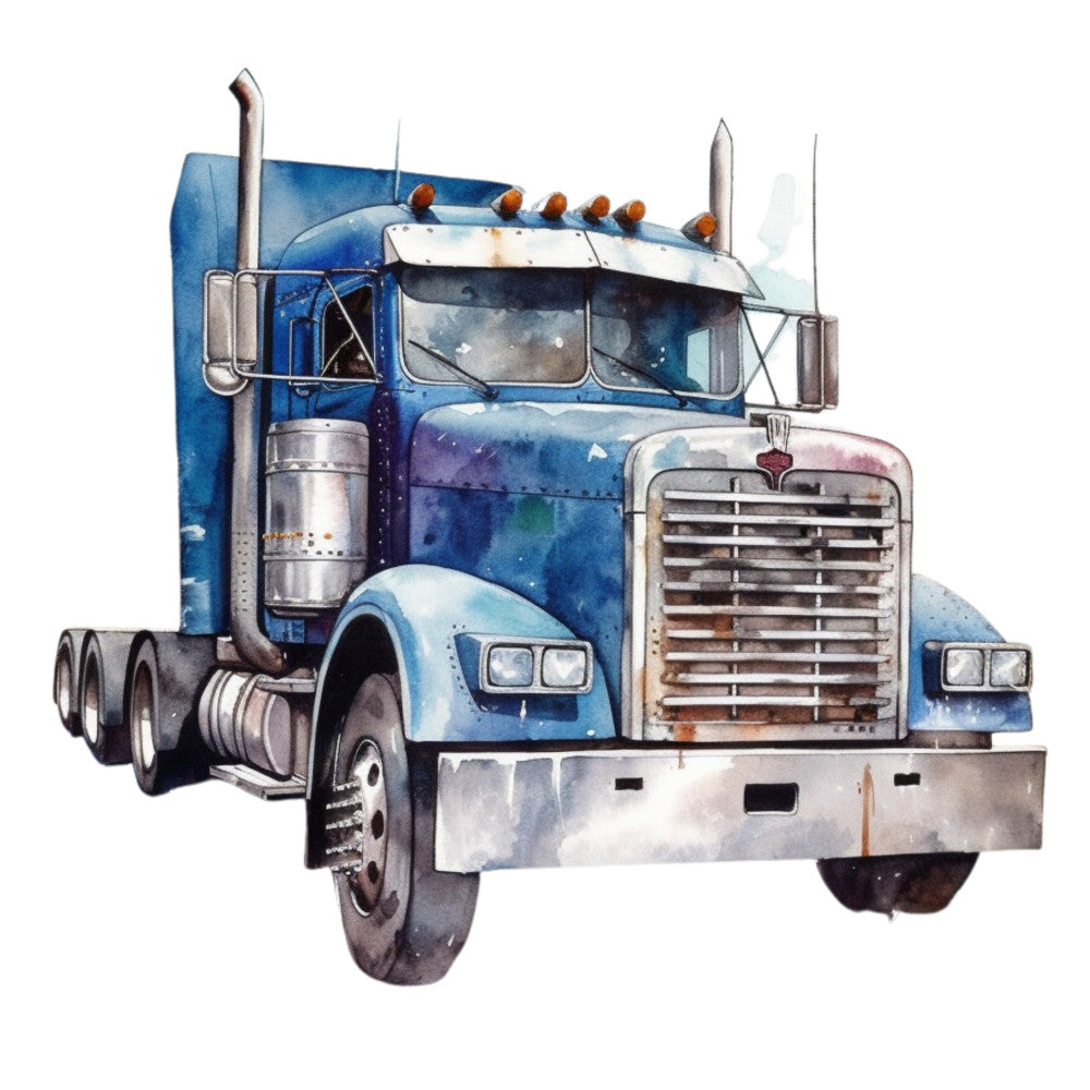Watercolor Semi Truck Fabric Panel 2