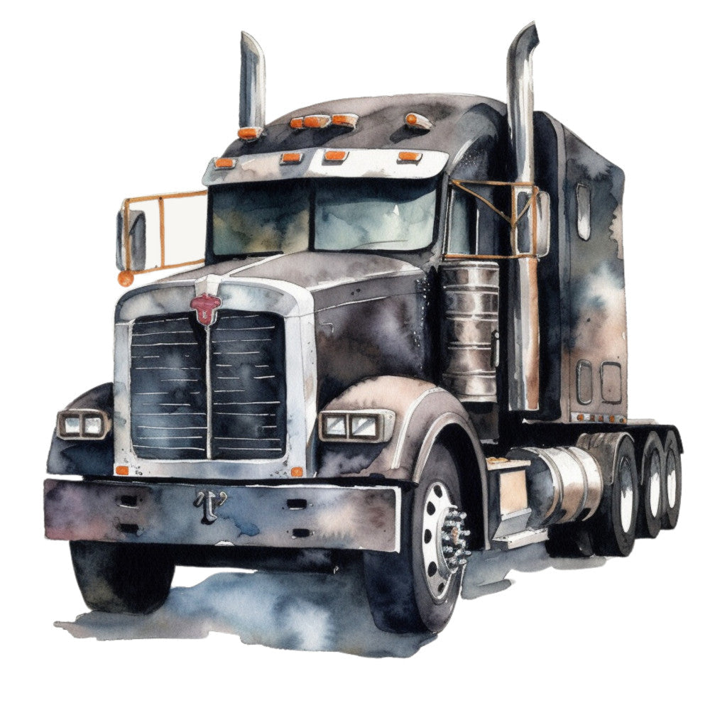 Watercolor Semi Truck Fabric Panel 3