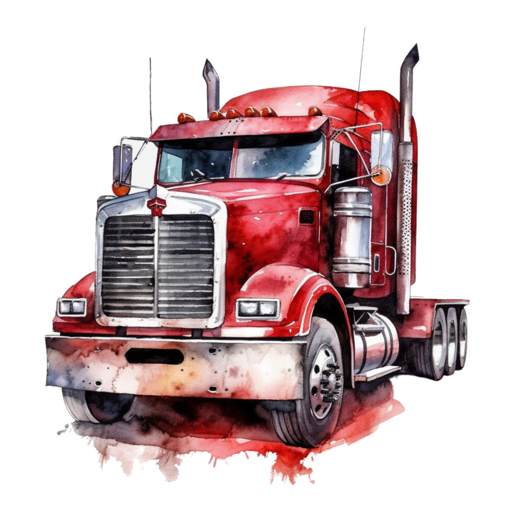 Watercolor Semi Truck Fabric Panel 4